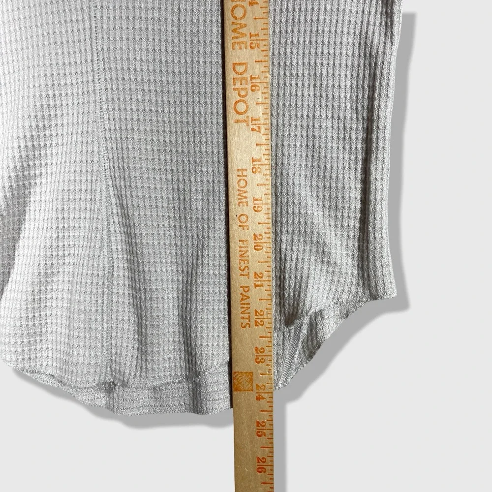 Free People Intimately Henley Top Womens Small Beige Waffle Knit Boho Gorpcore